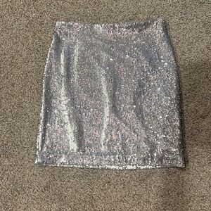 Silver sequin skirt